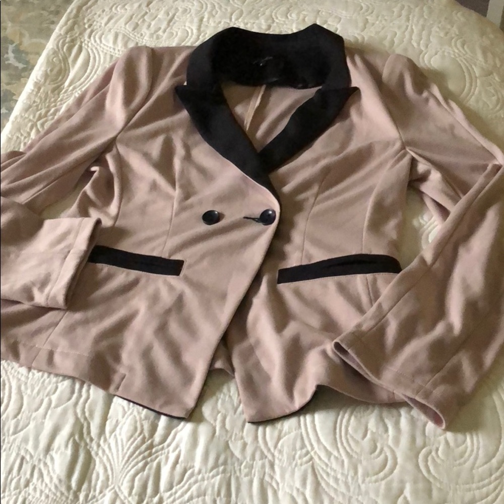 Tan and black cotton blazer